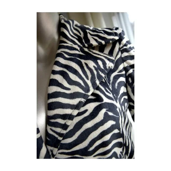 Vintage Betsey Johnson Striped Faux Fur Coat SZ 2 - Small - Picture 6 of 12